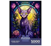 Rompecabezas para Adultos De 1000 Piezas Sphynx Cat Abstract Rompecabezas para Adolescentes Juego Familiar Carrera De Velocidad Manual Cumpleaños 38x26cm/1000pcs