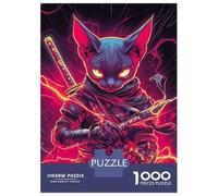 Rompecabezas Para Adultos De 1000 Piezas Sphynx Cat Ninja with Katana Japanese Samurai Animal Rompecabezas Para Adultos Juguete Decoración De Pared Decoración Del Hogar Regalos Para Amigos Y Familiare