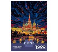 Rompecabezas para Adultos De 1000 Piezas St. Basils Cathedral at Night Rompecabezas para Adultos Juego Práctico Montaje De Patrones Cumpleaños Y Navidad 70x50cm/1000pcs