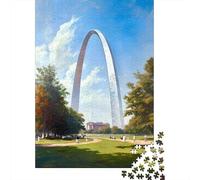 Rompecabezas para Adultos De 1000 Piezas St. Louis Gateway Arch Painting-2 Rompecabezas para Adultos Juegos Familiares Pero Divertidos Y Humorísticos Cumpleaños 38x26cm/1000pcs