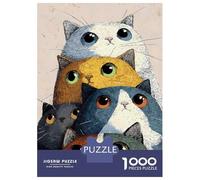 Rompecabezas para Adultos De 1000 Piezas Stack of Colorful Cats Illustration Rompecabezas para Adultos Juguetes Antiestrés Difícil Difícil Cumpleaños Y Navidad 52x38cm/1000pcs