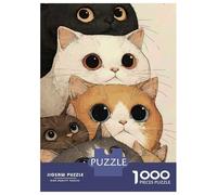 Rompecabezas para Adultos De 1000 Piezas Stack of Cute Cartoon Cats Rompecabezas para Adultos Juguetes Antiestrés Difícil Difícil Cumpleaños Y Navidad 52x38cm/1000pcs