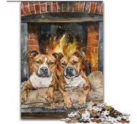 Rompecabezas para Adultos de 1000 Piezas: Staffordshire Bull Terrier asando al Fuego para Mayores de 14 años Un Juego desafiante para Regalar a Toda la Familia y Amigos tamaño 50x75cm