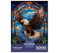 Rompecabezas para Adultos De 1000 Piezas Stained Glass Bald Eagle Rompecabezas para Adultos Juego De Ingenio Una Obra De Arte Interacción Entre Padres E Hijos 70x50cm/1000pcs