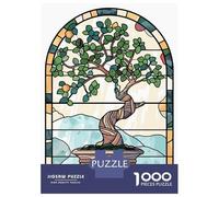 Rompecabezas para Adultos De 1000 Piezas Stained Glass Bonsai Tree Rompecabezas para Adultos Juguetes Antiestrés Mejora La Memoria Oferta como Regalo para Toda La Familia 70x50cm/1000pcs