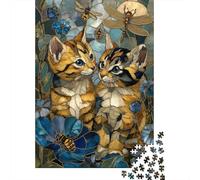 Rompecabezas para Adultos De 1000 Piezas Stained Glass Cats Garden Rompecabezas Práctico Juego Regalo De Cumpleaños Cumpleaños Y Navidad 70x50cm/1000pcs