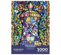 Rompecabezas para Adultos De 1000 Piezas Stained Glass Chess Piece Rompecabezas para Adultos Juguete Decoración De Pared Corte De Precisión 38x26cm/1000pcs