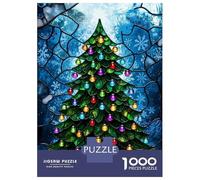 Rompecabezas para Adultos De 1000 Piezas Stained Glass Christmas Tree Rompecabezas para Adultos Juego Práctico Análisis Y Lógica Cumpleaños Y Navidad 38x26cm/1000pcs