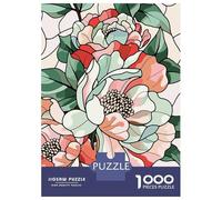 Rompecabezas para Adultos De 1000 Piezas Stained Glass Floral Pattern Rompecabezas para Adultos Juegos Relajantes Decoración Cumpleaños 70x50cm/1000pcs