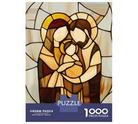 Rompecabezas para Adultos De 1000 Piezas Stained Glass Holy Family Rompecabezas para Adultos Juego Familiar Divertido Y Humorístico Cumpleaños Y Navidad 52x38cm/1000pcs