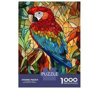 Rompecabezas para Adultos De 1000 Piezas Stained Glass Parrot Art-12 Rompecabezas para Adultos Juego Práctico Oferta De Regalo De Cumpleaños como Regalos para Toda La Familia 52x38cm/1000pcs