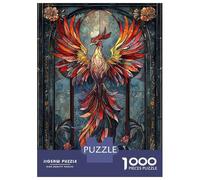 Rompecabezas para Adultos De 1000 Piezas Stained Glass Phoenix Rompecabezas para Adultos Juego De Ingenio Regalo De Cumpleaños Desafío Educativo 52x38cm/1000pcs