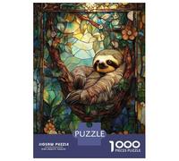 Rompecabezas para Adultos De 1000 Piezas Stained Glass Sloth Rompecabezas Juego De Ingenio Aliviador del Estrés Difícil Y Desafiante 38x26cm/1000pcs