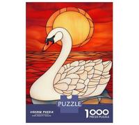 Rompecabezas para Adultos De 1000 Piezas Stained Glass Swan Sunset-3 Rompecabezas para Adultos Juego Práctico Decoración De Pared Cumpleaños Y Navidad 70x50cm/1000pcs