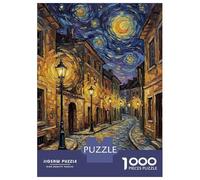 Rompecabezas para Adultos De 1000 Piezas Starry Night City Street Painting Rompecabezas para Adultos Juego Práctico Montaje De Patrones Cumpleaños Y Navidad 52x38cm/1000pcs