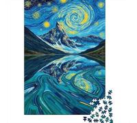 Rompecabezas para Adultos De 1000 Piezas Starry Night Mountain Reflections -1 Rompecabezas para Adultos Juegos Relajantes Decoración De Pared Cumpleaños Y Navidad 70x50cm/1000pcs