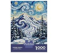 Rompecabezas para Adultos De 1000 Piezas Starry Night Winter Mountain Landscape Painting Rompecabezas para Adolescentes Juego Práctico Decoración del Hogar 38x26cm/1000pcs