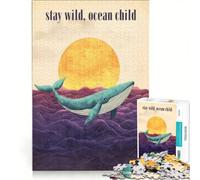 Rompecabezas para Adultos de 1000 Piezas Stay Wild Ocean Child Juguete Educativo Divertido y con Humor con póster y Hoja de Preguntas a Juego 50x75cm