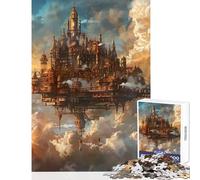Rompecabezas para Adultos de 1000 Piezas Steampunk City At Clouds Juguetes antiestrés Grandes Regalos y Juguetes Juego práctico con Piezas de Formas aleatorias Totalmente entrelazadas tamaño 50x75cm