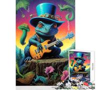 Rompecabezas para Adultos de 1000 Piezas Steampunk Dino Guitarrista Juguete Decoración de Pared Grandes Regalos y Juguetes Juego Imposible Lista de Deseos con Papá Noel Tamaño 50x75cm