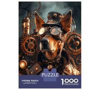 Rompecabezas para Adultos De 1000 Piezas Steampunk Dog Doberman Rompecabezas para Adolescentes Juego Práctico Desafío Difícil Juego Desafiante Regalos 38x26cm/1000pcs