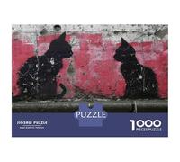 Rompecabezas para Adultos De 1000 Piezas Street Art Cat Silhouette Rompecabezas para Adolescentes Juegos Familiares Ensamblaje De Patrones Actividades Divertidas En Casa 70x50cm/1000pcs