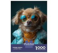 Rompecabezas para Adultos De 1000 Piezas Stylish Dog Portrait with Sunglasses Rompecabezas para Adultos Juegos Divertidos Difícil Difícil Regalos De Cumpleaños Y Únicos 70x50cm/1000pcs