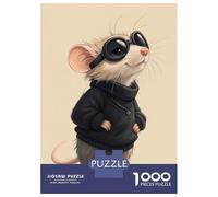 Rompecabezas para Adultos De 1000 Piezas Stylish Mouse with Sunglasses and Sweater Rompecabezas para Adultos Juego Práctico Montaje De Patrones Cumpleaños Y Navidad 52x38cm/1000pcs