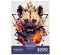 Rompecabezas Para Adultos De 1000 Piezas Stylized Hyena Portrait with Geometric Elements Rompecabezas Para Adultos Juguete Decoración De Pared Decoración Del Hogar Regalos Para Amigos Y Familiares 52x