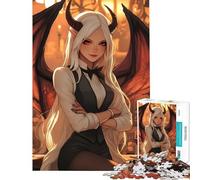 Rompecabezas para Adultos de 1000 Piezas Súcubo de Halloween Camarera de Anime con alas y Cuernos Estilo Anime japonés para Juegos educativos Juegos de desafío Juegos relajantes Actividades