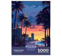 Rompecabezas para Adultos De 1000 Piezas Sunset Miami Pixel Art Rompecabezas para Adultos Juguetes Antiestrés Difícil Difícil Cumpleaños Y Navidad 38x26cm/1000pcs