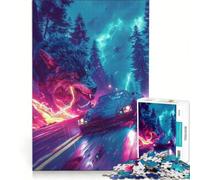 Rompecabezas para Adultos de 1000 Piezas: Supercoche Lobo Negro, Juego de ingenio, Montaje de Patrones, Gran Regalo para los Amantes de los Juegos 38x52cm