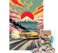 Rompecabezas para Adultos de 1000 Piezas Supra Amarillo derrapando Cerca del Monte Fuji Rompecabezas para Adultos Juguetes de Bricolaje Corte de precisión cumpleaños y Navidad