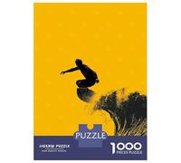 Rompecabezas para Adultos De 1000 Piezas Surfer Silhouette - Bold Wave on Yellow Rompecabezas para Adultos Juguetes Antiestrés Decoración Actividades Divertidas En Casa 70x50cm/1000pcs