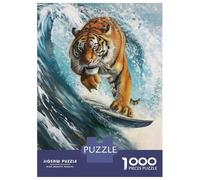 Rompecabezas para Adultos De 1000 Piezas Surfing Tiger Surfer Wave Rompecabezas para Adolescentes Juego Familiar Carrera De Velocidad Manual Cumpleaños 52x38cm/1000pcs