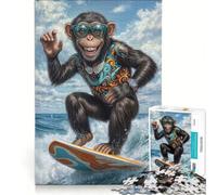 Rompecabezas para Adultos de 1000 Piezas Surf's Up Monkey︰ Aventura Tropical Juego Imposible Desestresante Intelectual Ideal para Decoración de Escritorio 38x52cm