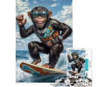 Rompecabezas para Adultos de 1000 Piezas Surf's Up Monkey︰ Aventura Tropical Rompecabezas para Adultos Juegos Divertidos Difícil Difícil cumpleaños y Navidad (Tamaño 38x52cm)