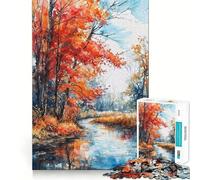 Rompecabezas para Adultos de 1000 Piezas Susurros de río otoñales,Juego de Ajuste, Juego de Habilidad Mental,Juego Libre,Escena navideña (38x26cm)