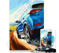 Rompecabezas para Adultos de 1000 Piezas SUV Azul en Carretera sinuosa,diseño, desafío Inteligente y Divertido,Juego para Momentos de Tranquilidad,Regalo Ideal para cumpleaños