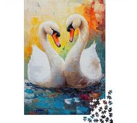 Rompecabezas para Adultos De 1000 Piezas Swan Love Painting Artwork-1 Rompecabezas para Adolescentes Juguetes Antiestrés Mejora La Memoria Gran Regalo para Jugar 70x50cm/1000pcs