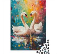 Rompecabezas para Adultos De 1000 Piezas Swan Love Painting Artwork Rompecabezas para Adultos Juego Práctico Análisis Y Lógica Cumpleaños Y Navidad 52x38cm/1000pcs
