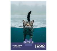 Rompecabezas para Adultos De 1000 Piezas Swimming Cat Rompecabezas para Adultos Juegos Familiares Montaje De Patrones Cumpleaños Y Navidad 70x50cm/1000pcs