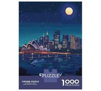 Rompecabezas para Adultos De 1000 Piezas Sydney Australia Night Skyline Illustration Rompecabezas para Adultos Juguete Decoración De Pared Corte De Precisión 70x50cm/1000pcs