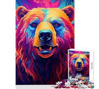 Rompecabezas para Adultos de 1000 Piezas Synthwave Bear Juguetes de Bricolaje Regalo de cumpleaños Juegos de relajación con Piezas Totalmente entrelazadas de Formas aleatorias tamaño 38x52cm