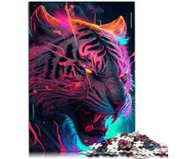 Rompecabezas para adultos de 1000 piezas Synthwave Tiger Hand Speed Competición Artists Collection, Fine Art de 14.95 x 20.47 pulgadas para adolescentes a partir de 14 años