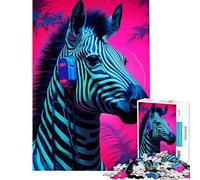 Rompecabezas para Adultos de 1000 Piezas Synthwave Zebra Juguete para decoración de Pared Mejora la Memoria Regalo de cumpleaños obsequios (50x75cm)