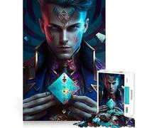 Rompecabezas para Adultos de 1000 Piezas,Tarjeta Azul,Mago,decoración de Ajuste, Juego de Habilidad Mental,diversión Casual,decoración navideña 50x75cm