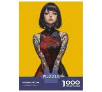 Rompecabezas para Adultos De 1000 Piezas Tattooed Woman in Cheongsam Dress Rompecabezas para Adultos Juego De Ingenio Regalos para Mujeres Actividades Divertidas En Casa 52x38cm/1000pcs