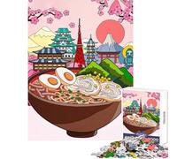 Rompecabezas para Adultos de 1000 Piezas tazón de Ramen con monumentos japoneses decoración del hogar Juguetes Regalos de cumpleaños Juego Educativo colección de Artistas Bellas Artes tamaño 38x26cm