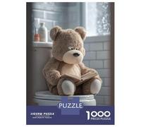 Rompecabezas para Adultos De 1000 Piezas Teddy Bear Reading on Toilet Rompecabezas para Adultos Juego Práctico Decoración De Pared Cumpleaños Y Navidad 38x26cm/1000pcs